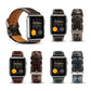 Retro leather watch bands in black, brown, dark blue, and dark red for Apple Watch