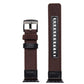 Brown nylon watch band with stainless buckle and perforated strap holes