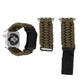 Olive braided nylon wrist watch band with black leather strap ends and metal buckle
