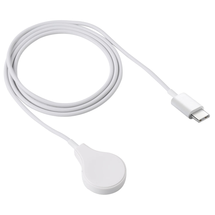 White charging cable with Type-C plug and magnetic puck for smartwatch charging