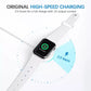 Smartwatch on magnetic charger with Type-C cable, showing charging indicator