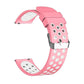 Pink silicone perforated watch band with clasp and vent holes, split view