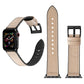 Light beige TPU watch band with stainless steel clasp and white stitch holes
