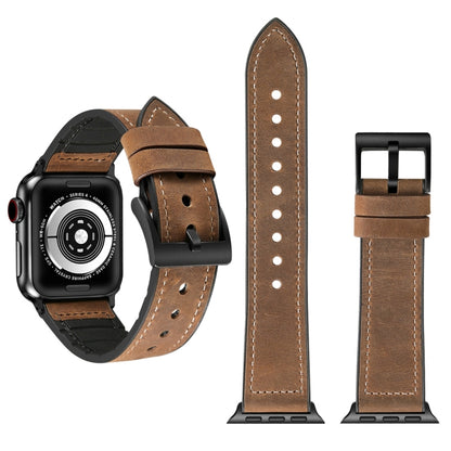 Crazy Horse leather-texture TPU watch band with stainless steel buckle for Apple Watch, 2-piece set