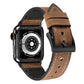 Brown and black textured TPU watch band with adjustable pin holes and metal strap holder