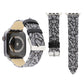 Black and white thorn print leather watch band with metal buckle