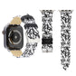 Black and white thorn print leather watch band with adjustable strap and buckle