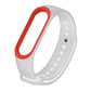 White silicone watch band with red outer edge and perforated strap for Xiaomi Mi Band 3/4