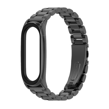 Black stainless steel watch band with metal link strap for Xiaomi Mi Band 5/6