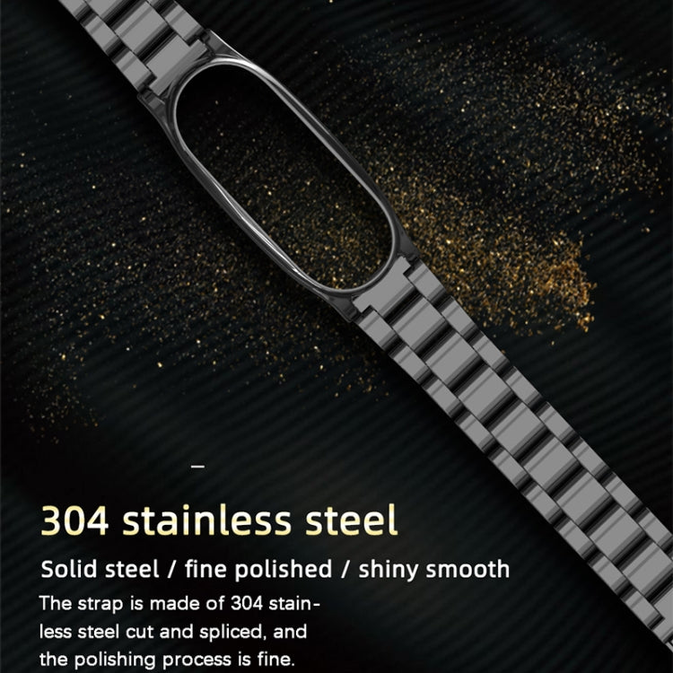 Black stainless steel watch band with glossy metal link strap