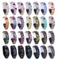 Assorted silicone watch bands with colorful patterns and white perforated straps for fitness tracker