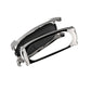 Screwless magnetic watch band case in black and silver with open band slots
