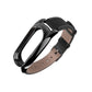 Screwless magnetic leather watch band with black case and black strap