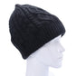 Black textured knit Bluetooth beanie hat with folded cuff and plush inner look