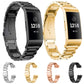 Four stainless steel watch bands shown in black, silver, gold, and rose gold colors