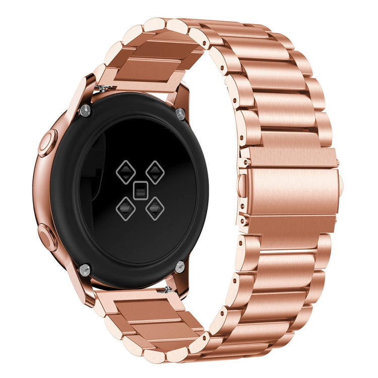 Rose gold 20mm stainless steel 3-bead slingshot buckle watch band, watch-facing side