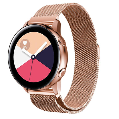 Rose gold stainless steel mesh watch band for a 20mm smartwatch