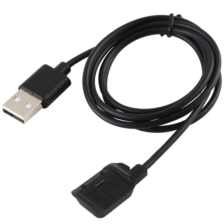 Black USB-A to watch cradle charger cable with charging contact pads