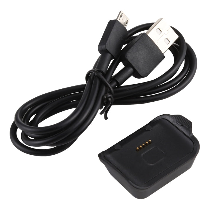USB watch charger cable set with black cradle dock and USB-A plugs