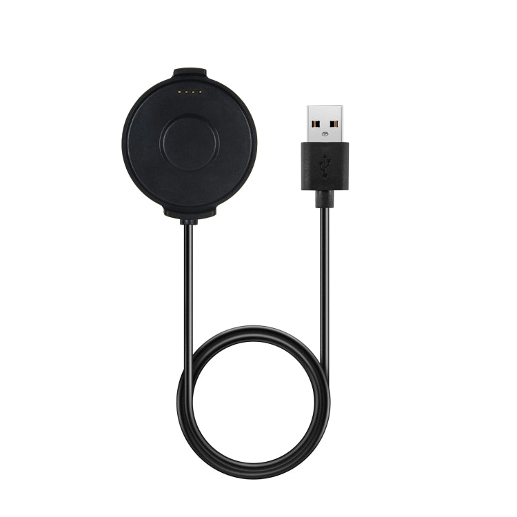 Black smartwatch charging cable with round magnetic puck and USB-A plug
