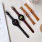 Set of 22mm leather watch bands with buckles: black, dark brown, tan, and orange