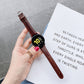 20mm double-sided leather watch band with metal buckle, brown color on wrist