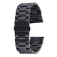 Black stainless steel watch strap with link segments and metal clasp
