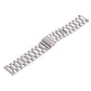 Silver stainless steel watch band with evenly spaced bead-style link rows