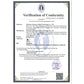 Verification of Conformity certificate document with stamps and printed text