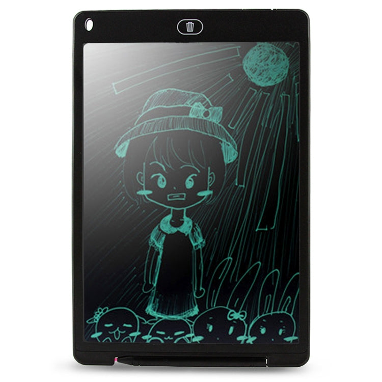 12-inch LCD writing tablet, black frame, green character sketch on screen