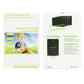 LCD writing tablet brochure packaging with eco and safety icon graphics