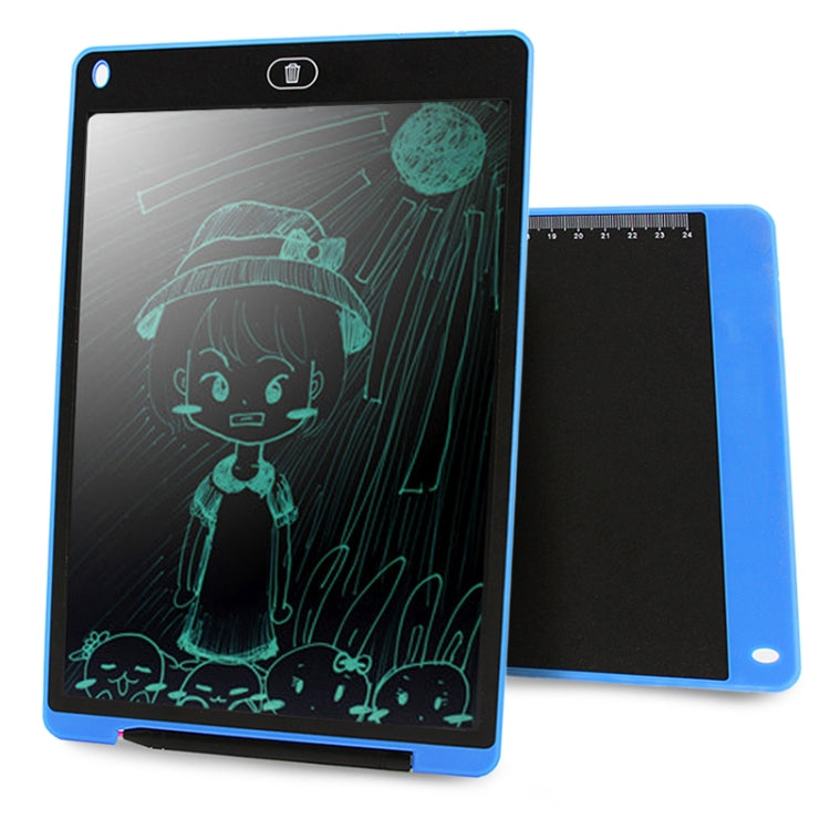 12-inch LCD writing tablet, blue border with teal cartoon drawing on dark screen