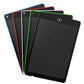 Portable 12-inch LCD writing tablets, assorted colors stacked with dark screens