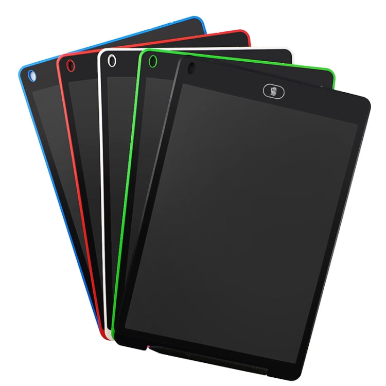 Portable 12-inch LCD writing tablets, assorted colors stacked with dark screens