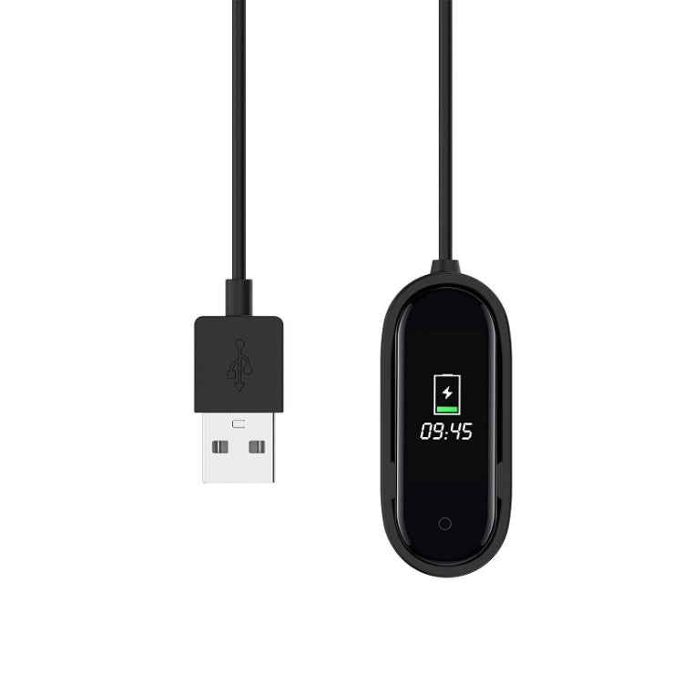 Black USB charging cable with USB-A plug and oval charging dock with contact pins