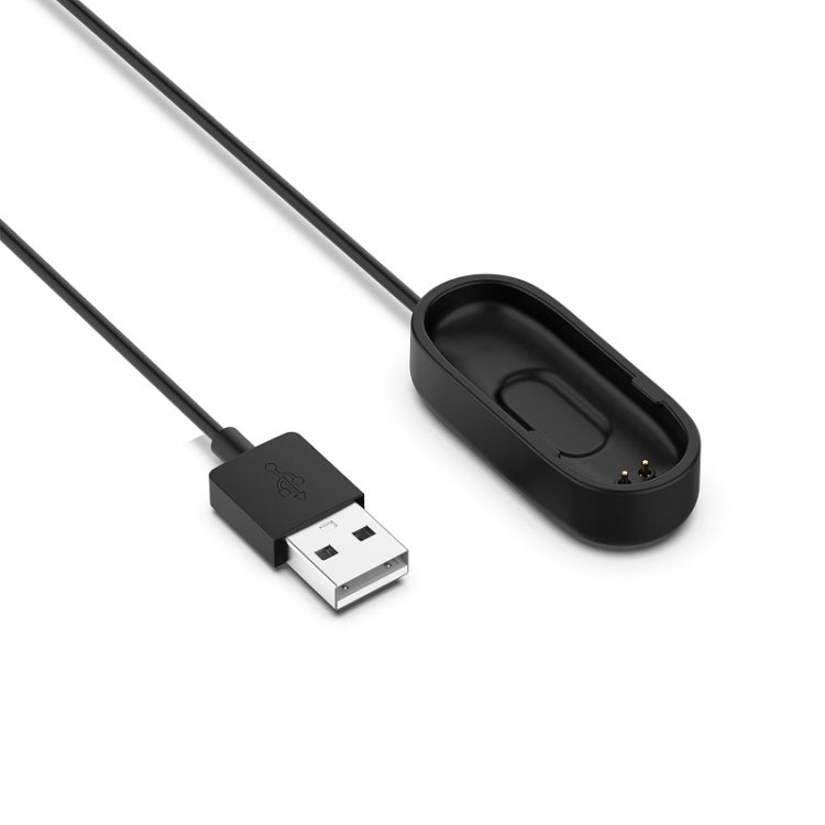Black USB charging cable with USB-A connectors and oval charging dock cradle