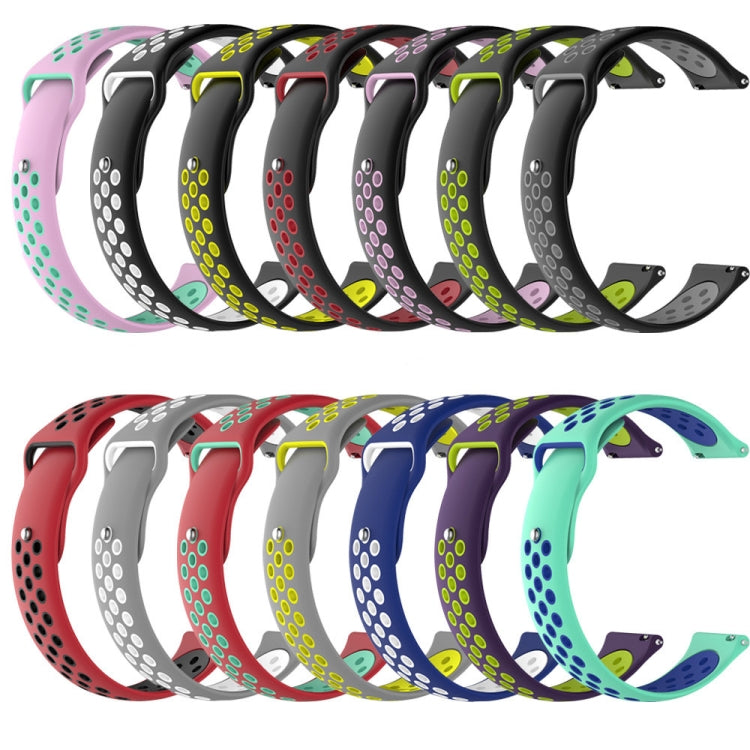Assorted two-tone silicone watch bands with multicolor perforation patterns