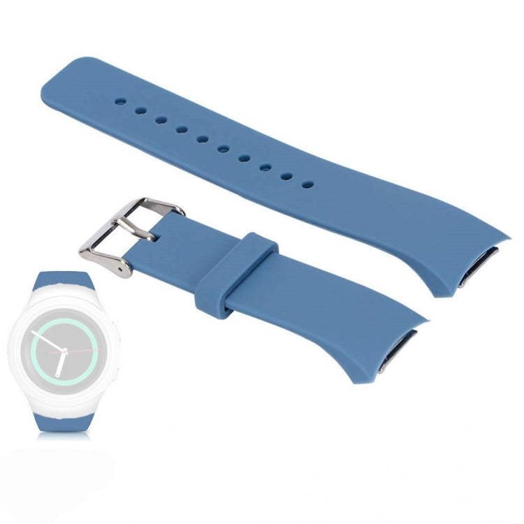 Light blue silicone watch band with metal buckle clasp and perforated strap