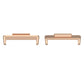 Rose gold metal watch band connectors, side view with two snap-fit pieces.