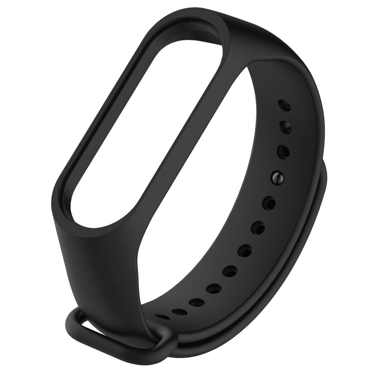 Soft TPU watch band with pin buckle, black strap with oval cutout and holes.