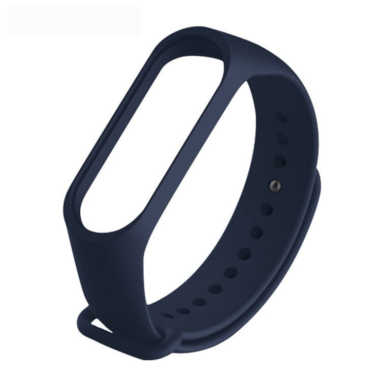 Soft TPU watch band with pin buckle, dark blue strap and round adjustment holes.