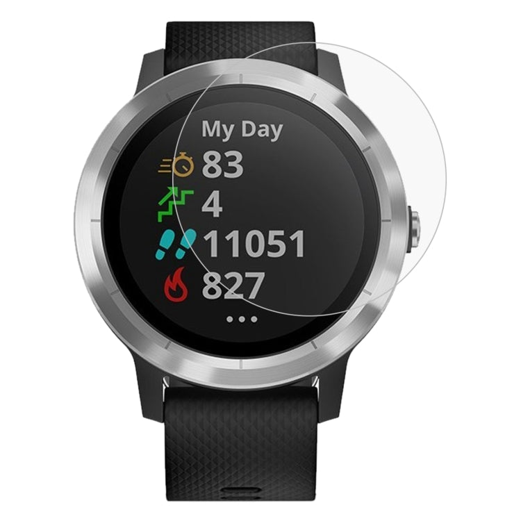 Curved tempered glass screen protector on round smartwatch display