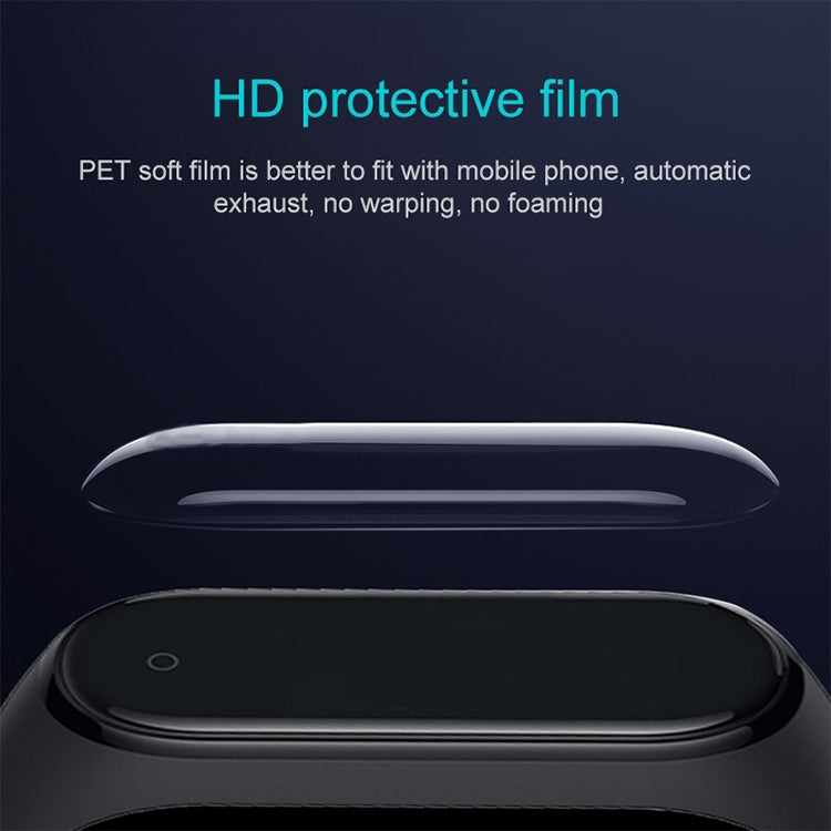 Curved PET screen protector film fitted to a fitness tracker face for smooth viewing