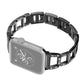 Black diamond-link stainless steel watch band with square clasp segments