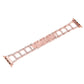 Rose gold watch band with faceted crystal diamond link row and end clasp