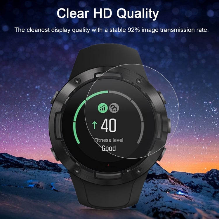 Clear HD tempered glass screen protector film over smartwatch display