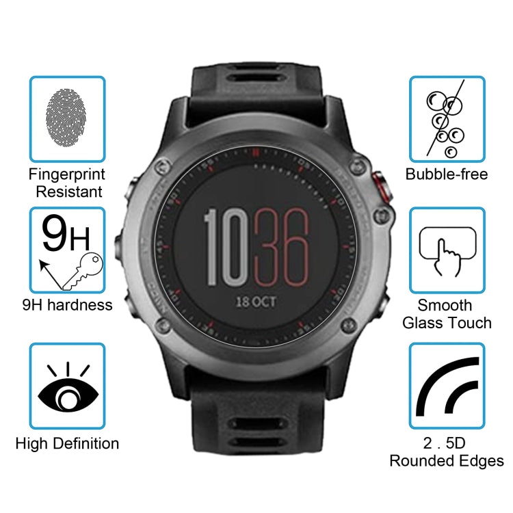 Tempered glass film on smartwatch screen with rounded edges