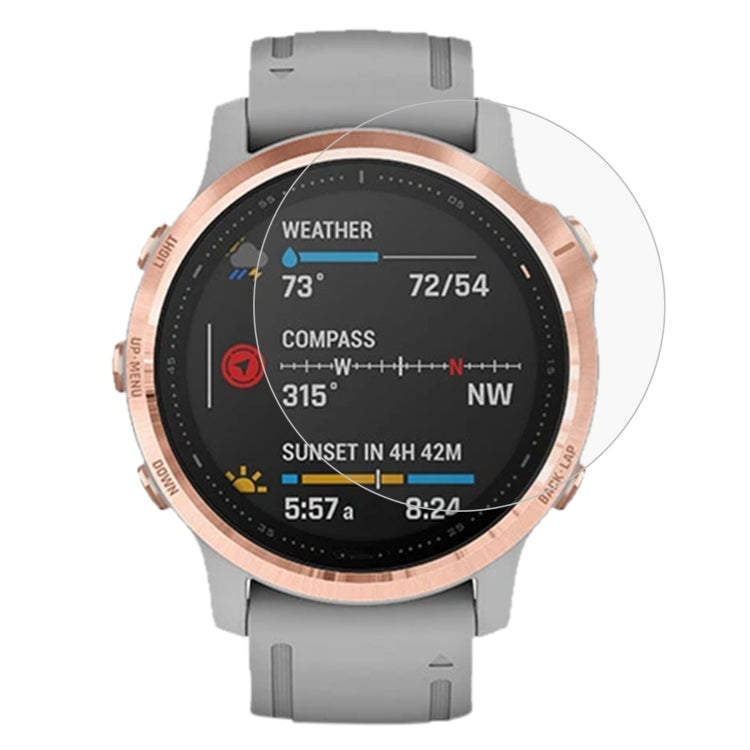 Tempered glass screen protector film for Garmin smartwatch display, rounded edges