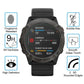 Black Garmin smartwatch with clear 2.5D tempered glass screen protector installed