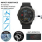 Clear screen protector film being applied to black Garmin smartwatch display